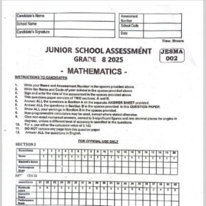 Jesma 002 Grade 8 Exams Papers & Marking Scheme