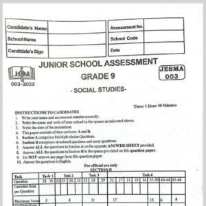Jesma 003 Grade 9 Combined Exams & Marking Scheme