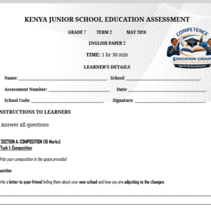Grade 7 English Paper II - Opener Exam Term 2- 2026 & Marking Scheme