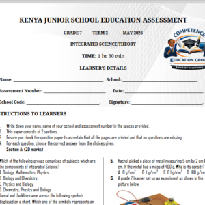 Grade 7 Integrated Science - Opener Exam Term 2- 2026 & Marking Scheme