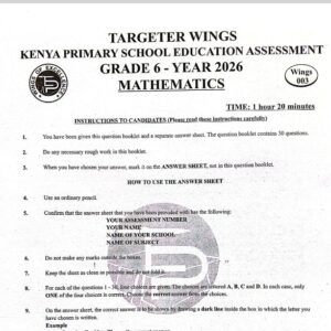 Targeter Wings 003 Grade 6 - 2026  Exams & Marking Scheme