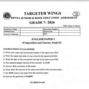 Targeter Wings 003 Grade 7 - 2026  Exams & Marking Scheme