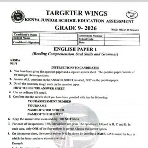Targeter Wings 003 Grade 9 - 2026  Exams & Marking Scheme